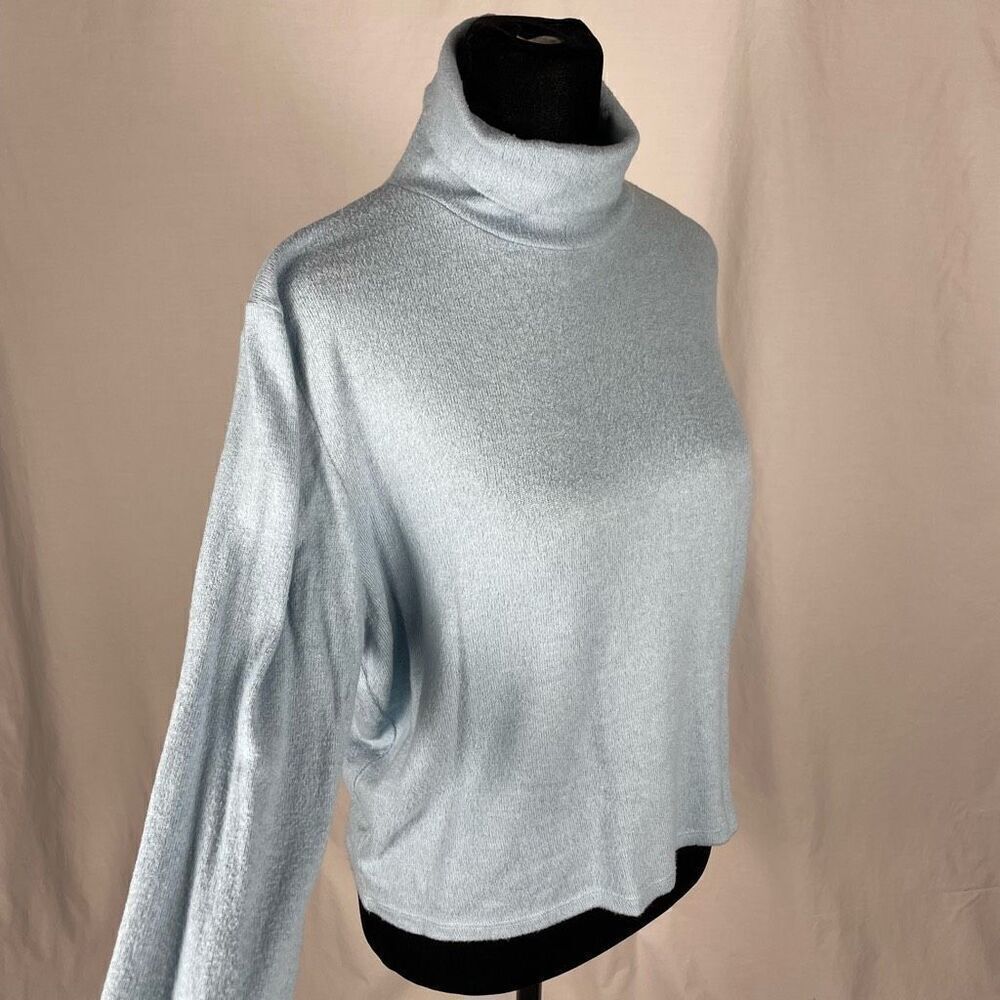 Anthropologie Cropped Baby Blue  Long Sleeve Turtleneck - Women’s L - Picture 6 of 9